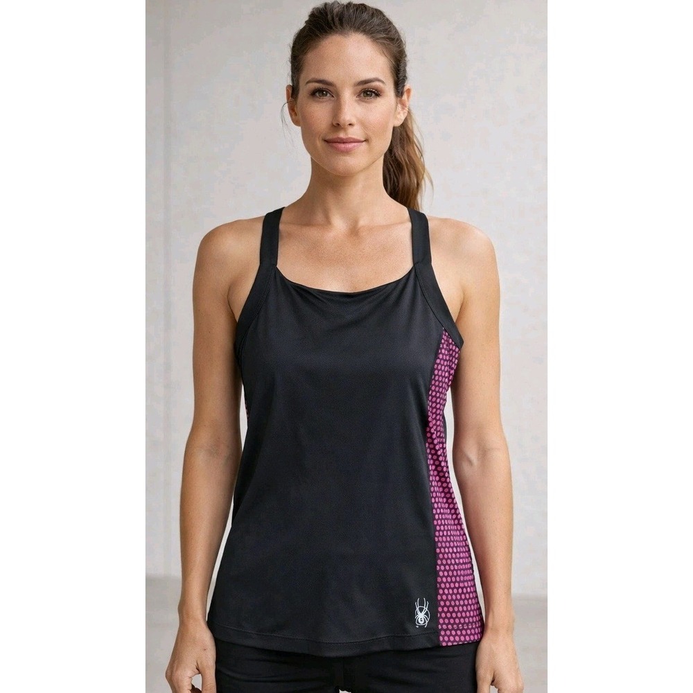 Spyder Sports Tank Top Womens Size M Athletic Colorblock Cropped Activewear Run